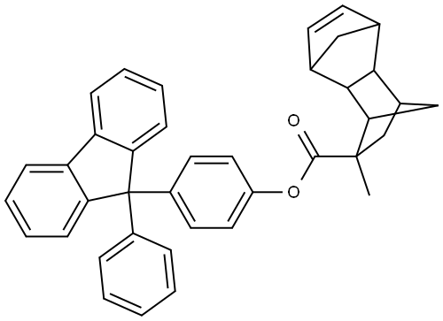 4-(9-phenyl-9H-fluoren-9-yl)phenyl 2-methyl-1,2,3,4,4a,5,8,8a-octahydro-1,4:5,8-dimethanonaphthalene-2-carboxylate 结构式