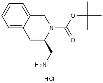 (R)-Tert-butyl 3-(aminomethyl)-3,4-dihydro-2(1H)-isoquinolinecarboxylate hydrochloride Structure