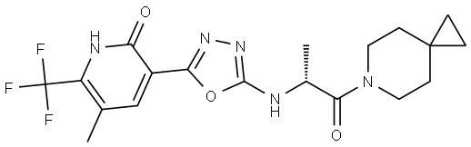 (R)-5-methyl-3-(5-((1-oxo-1-(6-azaspiro[2.5]octan-6-yl)propan-2-yl)amino)-1,3,4-oxadiazol-2-yl)-6-(trifluoromethyl)pyridin-2(1H)-one|