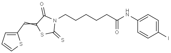 N-(4-IODOPHENYL)-6-[(5E)-4-OXO-5-(2-THIENYLMETHYLENE)-2-THIOXO-1,3-THIAZOLIDIN-3-YL]HEXANAMIDE Structure