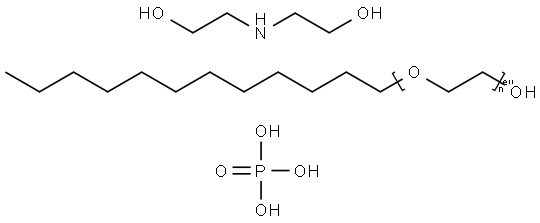 Α-十二烷基-Ω-羟基-聚(环氧乙烷)磷酸酯与二乙醇胺的化合物,61837-80-7,结构式