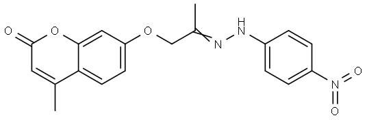 2H-1-Benzopyran-2-one, 4-methyl-7-[2-[2-(4-nitrophenyl)hydrazinylidene]propoxy]- Structure