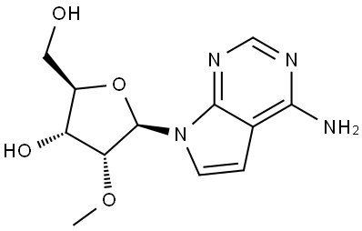 7-(2-Omethyl-β-D-ribofuranosyl)-7H-pyrrolo[2,3-d]pyrimidin-4-amine Struktur