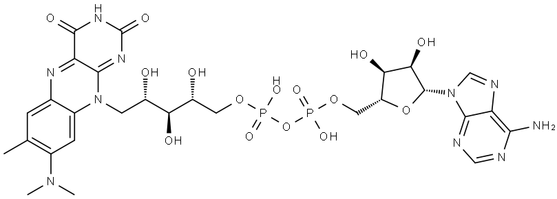 Riboflavin 5'-(trihydrogen diphosphate), 8-demethyl-8-(dimethylamino)-, P'→5'-ester with adenosine Structure