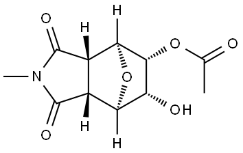 (3aR,4R,5S,6S,7S,7aS)-6-hydroxy-2-methyl-1,3-dioxooctahydro-1H-4,7-epoxyisoindol-5-yl acetate Struktur