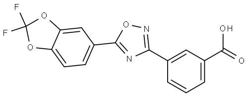 3-[5-(2,2-difluoro-benzo[1,3]dioxol-5-yl)-[1,2,4]oxadiazol-3-yl]-benzoic acid 化学構造式