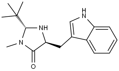 (2R,5S)-5-((1H-indol-3-yl)methyl)-2-(tert-butyl)-3-methylimidazolidin-4-one Structure