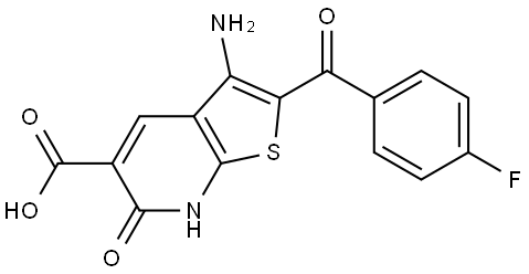 Thieno[2,3-b]pyridine-5-carboxylic acid, 3-amino-2-(4-fluorobenzoyl)-6,7-dihydro-6-oxo- Struktur