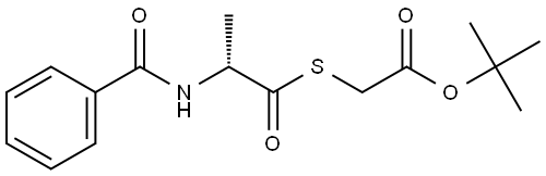 Acetic acid, 2-[[(2R)-2-(benzoylamino)-1-oxopropyl]thio]-, 1,1-dimethylethyl ester Struktur