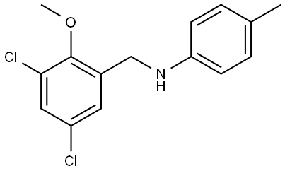 3,5-Dichloro-2-methoxy-N-(4-methylphenyl)benzenemethanamine 结构式