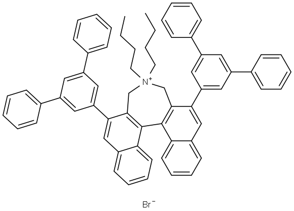 3H-Dinaphth[2,1-c:1′,2′-e]azepinium, 4,4-dibutyl-4,5-dihydro-2,6-bis([1,1′:3′,1′′-terphenyl]-5′-yl)-, bromide (1:1), (11bS)- 结构式