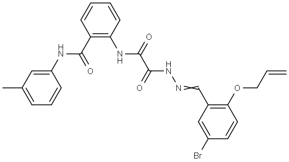 2-{[{(2E)-2-[2-(ALLYLOXY)-5-BROMOBENZYLIDENE]HYDRAZINO}(OXO)ACETYL]AMINO}-N-(3-METHYLPHENYL)BENZAMIDE Struktur