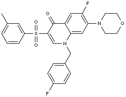4(1H)-Quinolinone, 6-fluoro-1-[(4-fluorophenyl)methyl]-3-[(3-methylphenyl)sulfonyl]-7-(4-morpholinyl)- Structure