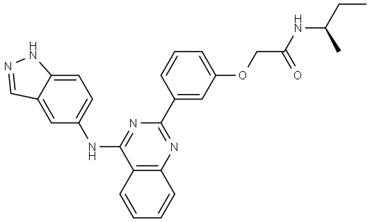 (R)-2-(3-(4-((1H-indazol-5-yl)amino)quinazolin-2-yl)phenoxy)-N-(sec-butyl)acetamide Structure