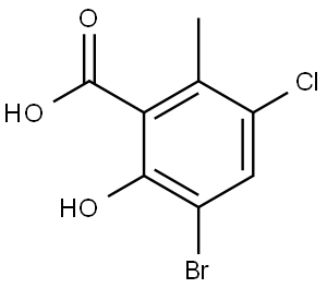 3-Bromo-5-chloro-2-hydroxy-6-methylbenzoic acid 结构式