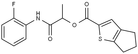 2-(2-fluoroanilino)-1-methyl-2-oxo-ethyl] 5,6-dihydro-4H-cyclopenta[b]thiophene-2-carboxylate Struktur