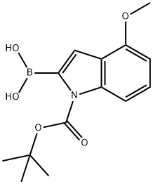 N-BOC-4-甲氧基-吲哚-2-硼酸 结构式