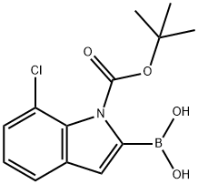 (1-(叔丁氧基羰基)-7-氯-1H-吲哚-2-基)硼酸, 1000068-24-5, 结构式