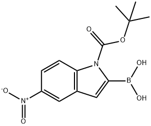 2-硼-5-硝基-1H-吲哚-1-羧酸-1-(1,1-二甲基乙基)酯, 1000068-67-6, 结构式