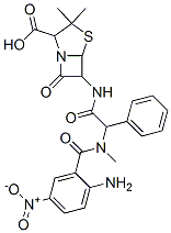 4-Thia-1-azabicyclo[3.2.0]heptane-2-carboxylicacid,6-[2-(2-amino-N-methyl-5-nitrobenzamido)-2-phenylacetamido]-3,3-dimethyl-7-oxo-,DL-(8CI) 化学構造式