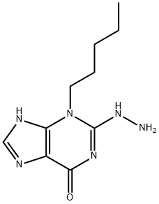 (2E)-3-pentyl-3,7-dihydro-1H-purine-2,6-dione 2-hydrazone 结构式