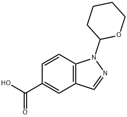 1-(テトラヒドロピラニル)-1H-インダゾール-5-カルボン酸 化学構造式