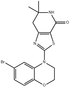 2-(6-broMo-2H-benzo[b][1,4]oxazin-4(3H)-yl)-6,6-diMethyl-6,7-dihydrothiazolo[5,4-c]pyridin-4(5H)-one 结构式