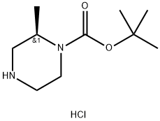 (2R)-2-甲基-1-哌嗪甲酸叔丁酯盐酸盐, 1000853-53-1, 结构式
