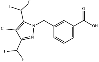 3-{[4-Chloro-3,5-bis(difluoromethyl)-1H-pyrazol-1-yl]methyl}benzoic acid Structure