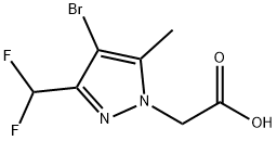 [4-Bromo-3-(difluoromethyl)-5-methyl-1H-pyrazol-1-yl]acetic acid 化学構造式