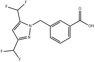 3-{[3,5-Bis(difluoromethyl)-1H-pyrazol-1-yl]methyl}benzoic acid Structure