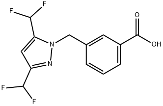 3-{[3,5-双(二氟甲基)-1H-吡唑-1-基]甲基}苯甲酸 结构式