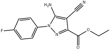 Ethyl5-amino-4-cyano-1-(4-fluorophenyl)pyrazole-3-carboxylate Struktur