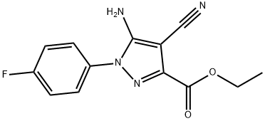 ETHYL 5-AMINO-4-CYANO-1-(4-FLUOROPHENYL)PYRAZOLE-3-CARBOXYLATE, 1001665-65-1, 结构式