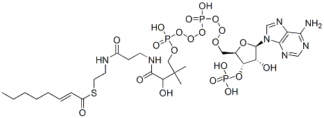 S-[2-[3-[[4-[[[(2R,3S,4R,5R)-5-(6-aminopurin-9-yl)-4-hydroxy-3-phosphonooxyoxolan-2-yl]methoxy-hydroxyphosphoryl]oxy-hydroxyphosphoryl]oxy-2-hydroxy-3,3-dimethylbutanoyl]amino]propanoylamino]ethyl] (E)-oct-2-enethioate,10018-94-7,结构式