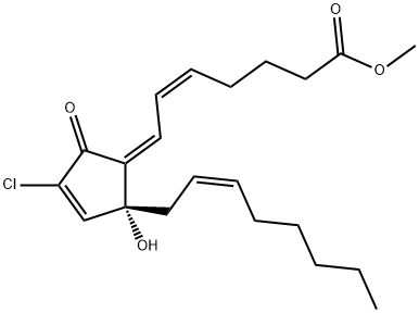 (5Z,7Z,14Z)-10-クロロ-12-ヒドロキシ-9-オキソプロスタ-5,7,10,14-テトラエン-1-酸メチル 化学構造式