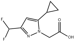 [5-Cyclopropyl-3-(difluoromethyl)-1H-pyrazol-1-yl]acetic acid Structure