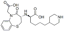 (3S)-3-[[(R)-1-カルボキシ-5-(4-ピペリジニル)ペンチル]アミノ]-3,4-ジヒドロ-4-オキソ-1,5-ベンゾチアゼピン-5(2H)-酢酸 化学構造式