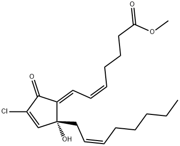 (5Z,7E,14Z)-10-クロロ-12-ヒドロキシ-9-オキソプロスタ-5,7,10,14-テトラエン-1-酸メチル 化学構造式