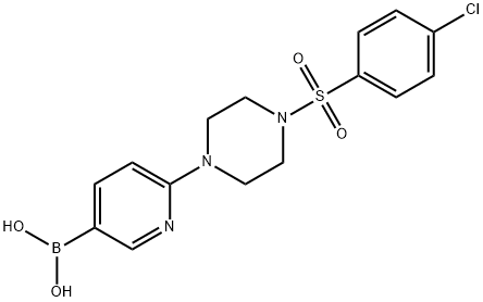 (6-(4-((4-クロロフェニル)スルホニル)ピペラジン-1-イル)ピリジン-3-イル)ボロン酸 化学構造式