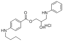 2-Hydroxy-3-(phenylamino)propyl p-(butylamino)benzoate hydrochloride Struktur