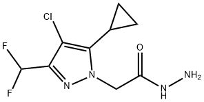 2-[4-Chloro-5-cyclopropyl-3-(difluoromethyl)-1H-pyrazol-1-yl]acetohydrazide 化学構造式