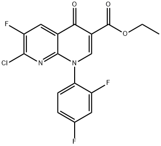 甲酸乙酯1-(2,4-二氟苯基)-7-氯-6-氟-4-氧代羟基吡啶[2,3-B]吡啶-3-羧酸 结构式