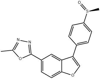 s-1,3,4-Oxadiazole, 2-Methyl-5-[3-[4-(Methylsulfinyl)phenyl]-5-benzofuranyl]- 化学構造式
