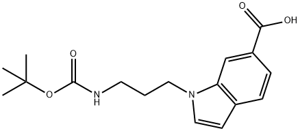 1-[3-[(叔-丁氧羰基)胺]丙基]-1H-吲哚-6-羧酸, 1005378-70-0, 结构式