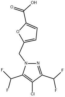 5-{[4-氯-3,5-双(二氟甲基)-1H-吡唑-1-基]甲基}呋喃-2-羧酸 结构式