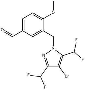 3-{[4-Bromo-3,5-bis(difluoromethyl)-1H-pyrazol-1-yl]methyl}-4-methoxybenzaldehyde Structure