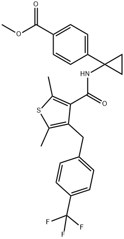 Benzoic acid, 4-[1-[[[2,5-diMethyl-4-[[4-(trifluoroMethyl)phenyl]Methyl]-3-thienyl]carbonyl]aMino]cyclopropyl]-, Methyl ester Struktur