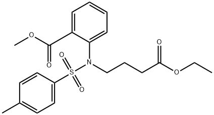 2-[(4-乙氧基-4-氧代丁基)(4-甲基苯磺酰基)氨基]苯甲酸甲酯,100627-39-2,结构式