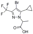 2-[4-ブロモ-5-シクロプロピル-3-(トリフルオロメチル)-1H-ピラゾール-1-イル]プロパン酸 化学構造式